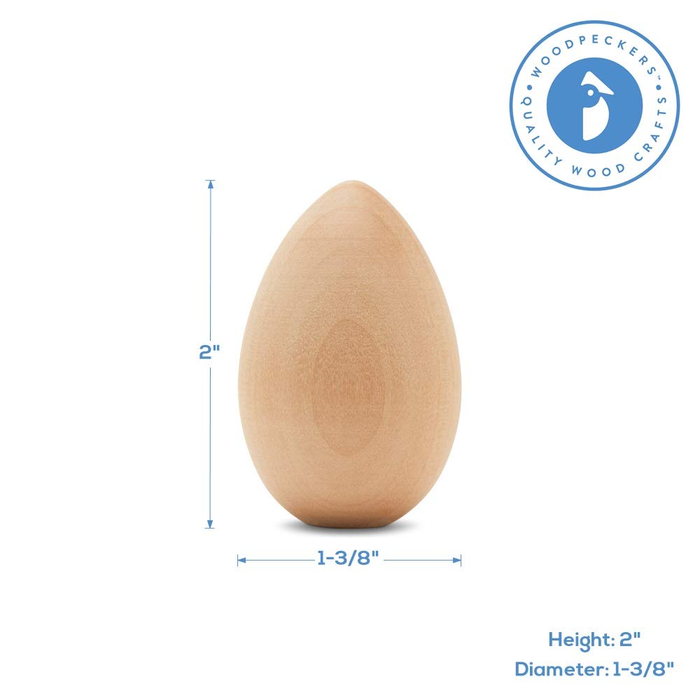 50 Smooth Standable Wooden Easter Eggs to Paint, Quality Small Wooden Eggs for Crafts, Wooden Easter Eggs Paint 2 in, by Woodpeckers
