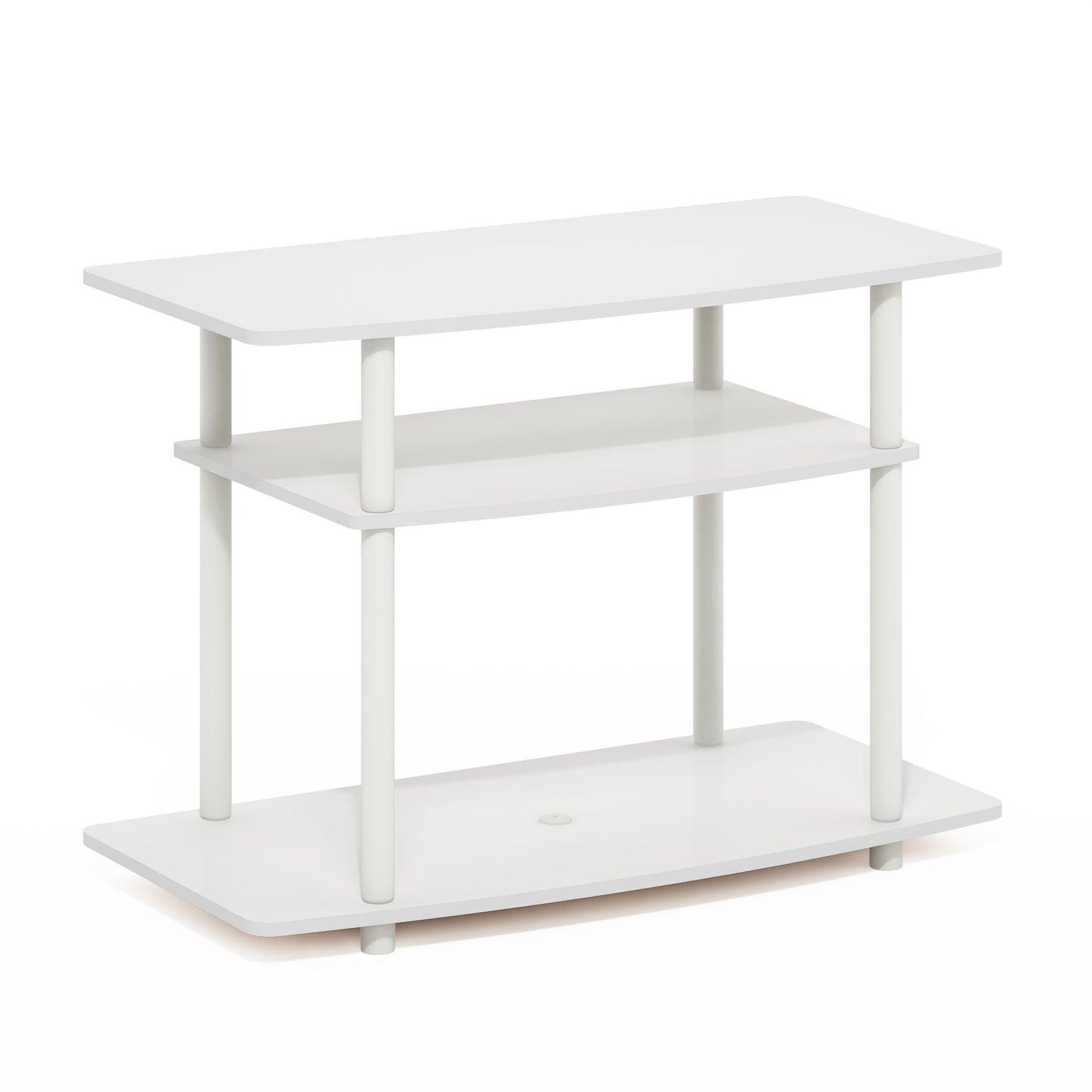 Furinno Turn-N-Tube TV Stand, 3-Tier No Tools Entertainment Center, TV Console for TV up to 32 Inch, for Living Room, Bedroom, White