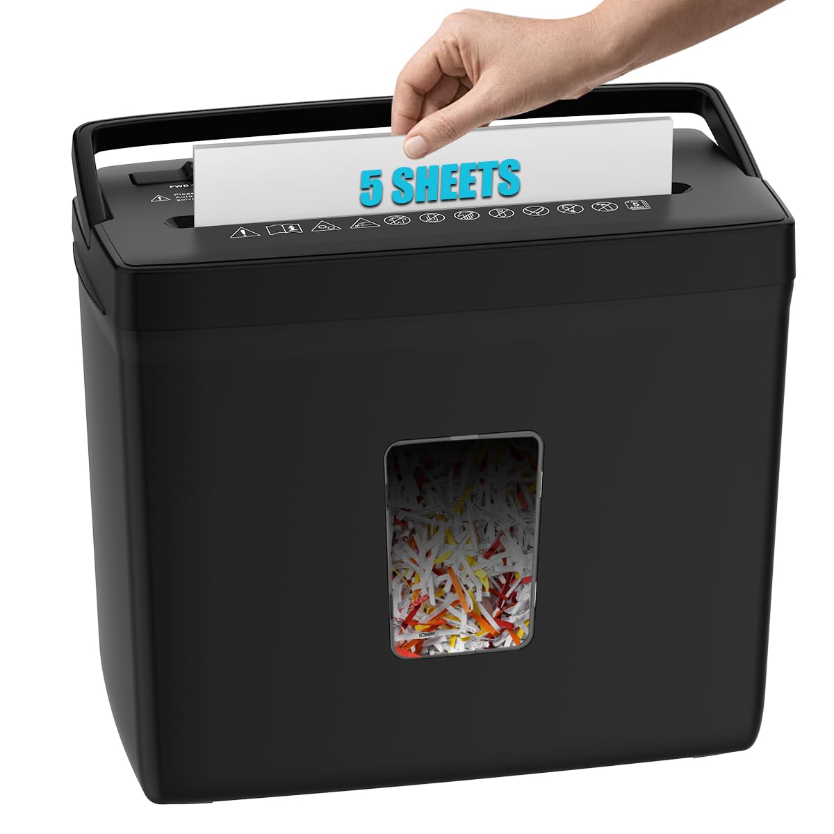 Woolsche Paper Shredder for Home,5 Sheet Desktop Cross Cut with 2.38-Gallon Basket Shredder,P-4 Security Level, 4-Mode Design, Shreds Paper/Credit Card - Durable, with Jam Proof Function for Home