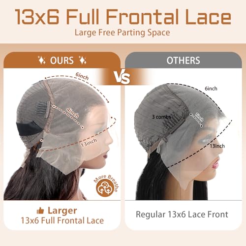 28 Inch Body Wave Lace Front Wigs Human Hair Pre Plucked 180 Density HD Transparent Lace 13x6 Frontal Wigs with Baby Hair Natural Hairline Gluesless Human Hair Wigs for Women