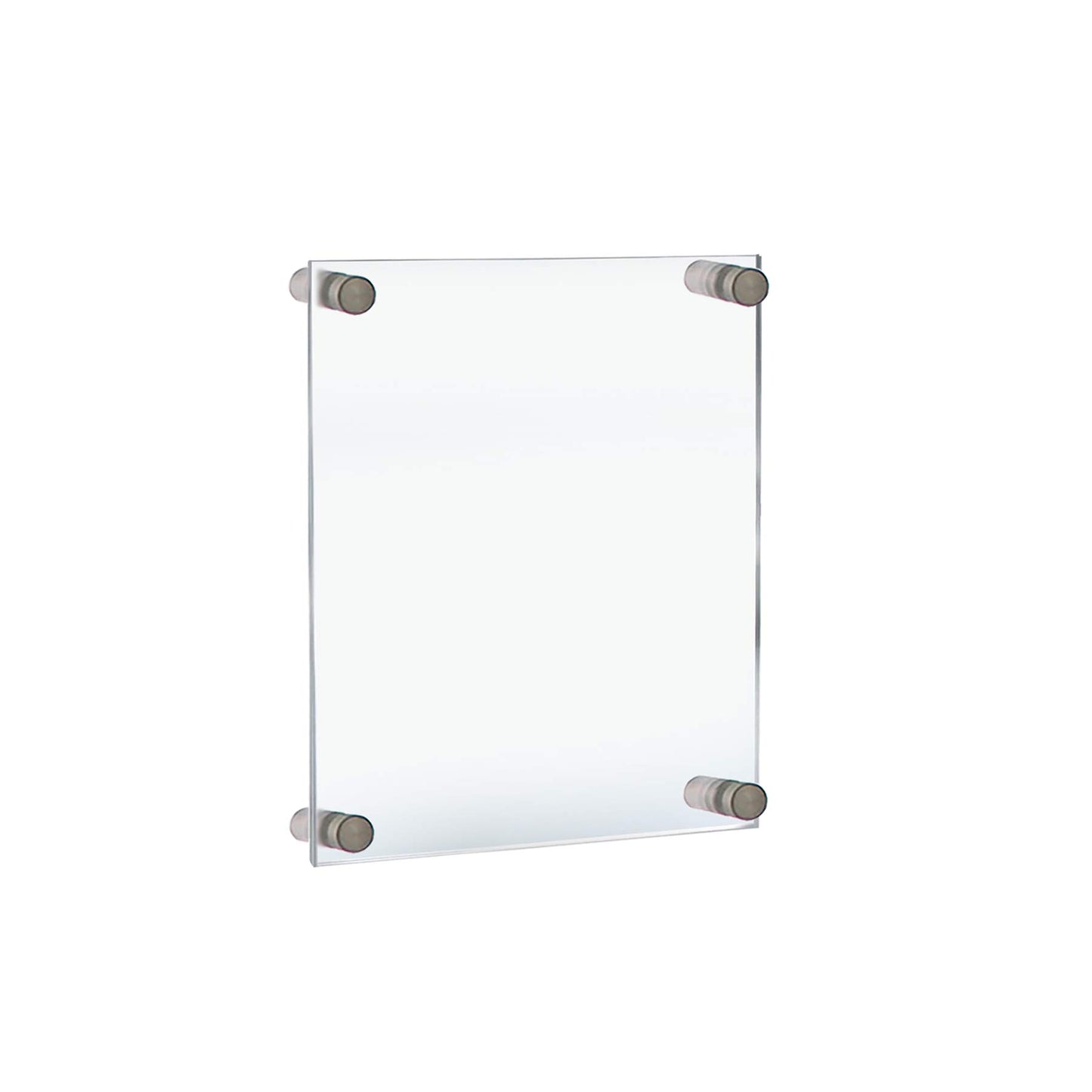Azar Displays, 105514, Floating Acrylic Wall Frame with Silver Hardware Stand Off Caps, Clear Hanging Photo Frame Display Mount with Frameless Border, Glass-Like Frame for Large Prints, 8.5" x 11"