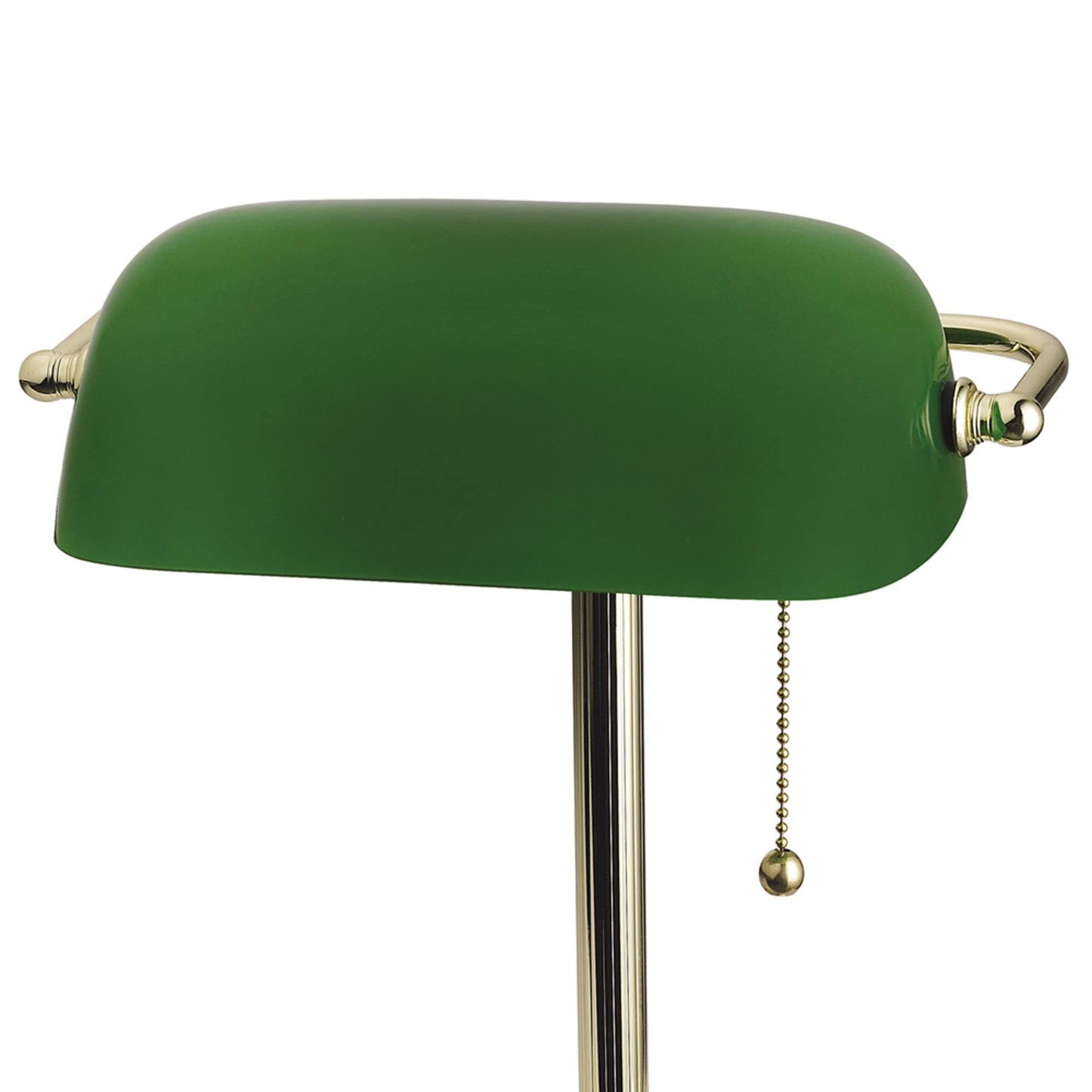 Catalina Lighting 13.5'' Traditional Banker's Lamp Light Fixture with Green Glass Cylinder Shade for Office, Library, Living Room, or Dorm, Polished Brass