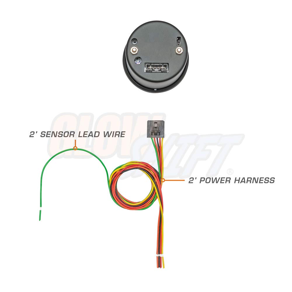 GlowShift Tinted 7 Color 10,000 RPM Tachometer Tach Gauge - for 1-10 Cylinder Gas Powered Vehicle Engines - Includes Wiring - Multi-Color Display - Black Dial - Smoked Lens - 2-1/16" 52mm