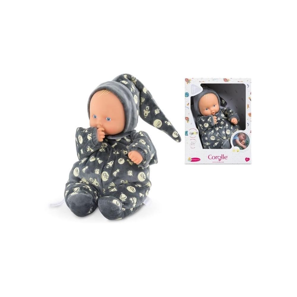 Corolle 9000020120 - Mon Doudou Babipouce Glow in The Dark, Glow in The Dark, Extra Soft Cuddly Doll with Vanilla Fragrance, Washable, 28 cm, Keeps Thumb in Mouth