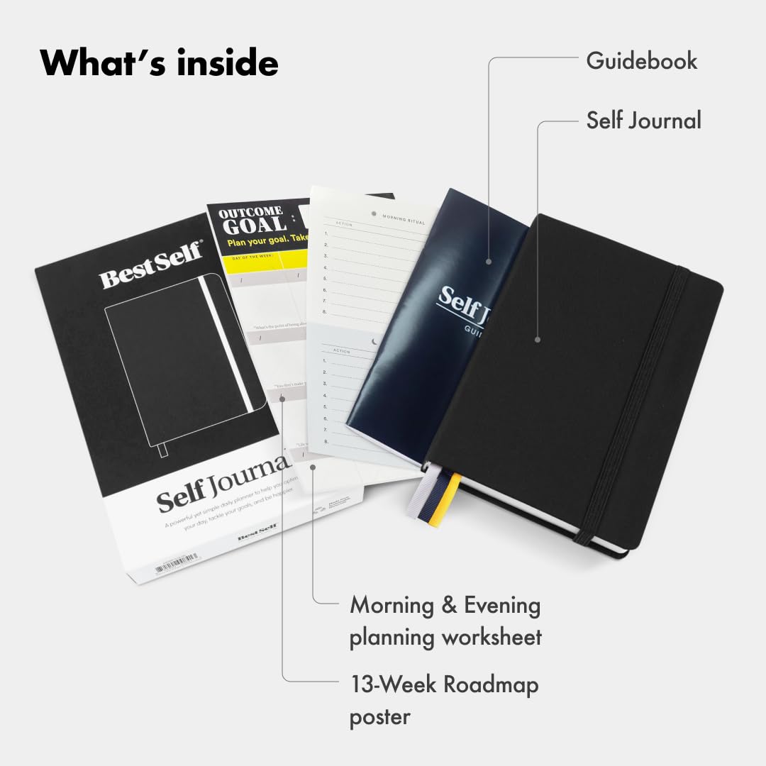 BestSelf Self Journal 13-Week Productivity Journal with Prompts, Undated Planner and Guided Journal for Women and Men, Black
