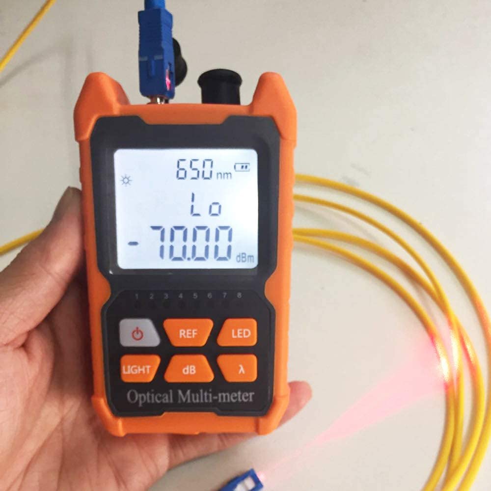 D YEDEMC Fiber Optic Cable Tester - Portable Optical Fiber Power Meter with Universal FC/SC/ST Interface and Built-in 2Mw Visual Fault Locator (OPM-VFL-1)