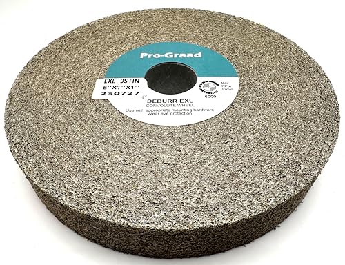 Pro-Graad EXL Deburring Wheel - 6" x 1" x 1" 9S Fine Grit - Silicon Carbide - Metal Deburring, Finishing and Polishing Wheel - Convolute - 05132 - (1 Pack)