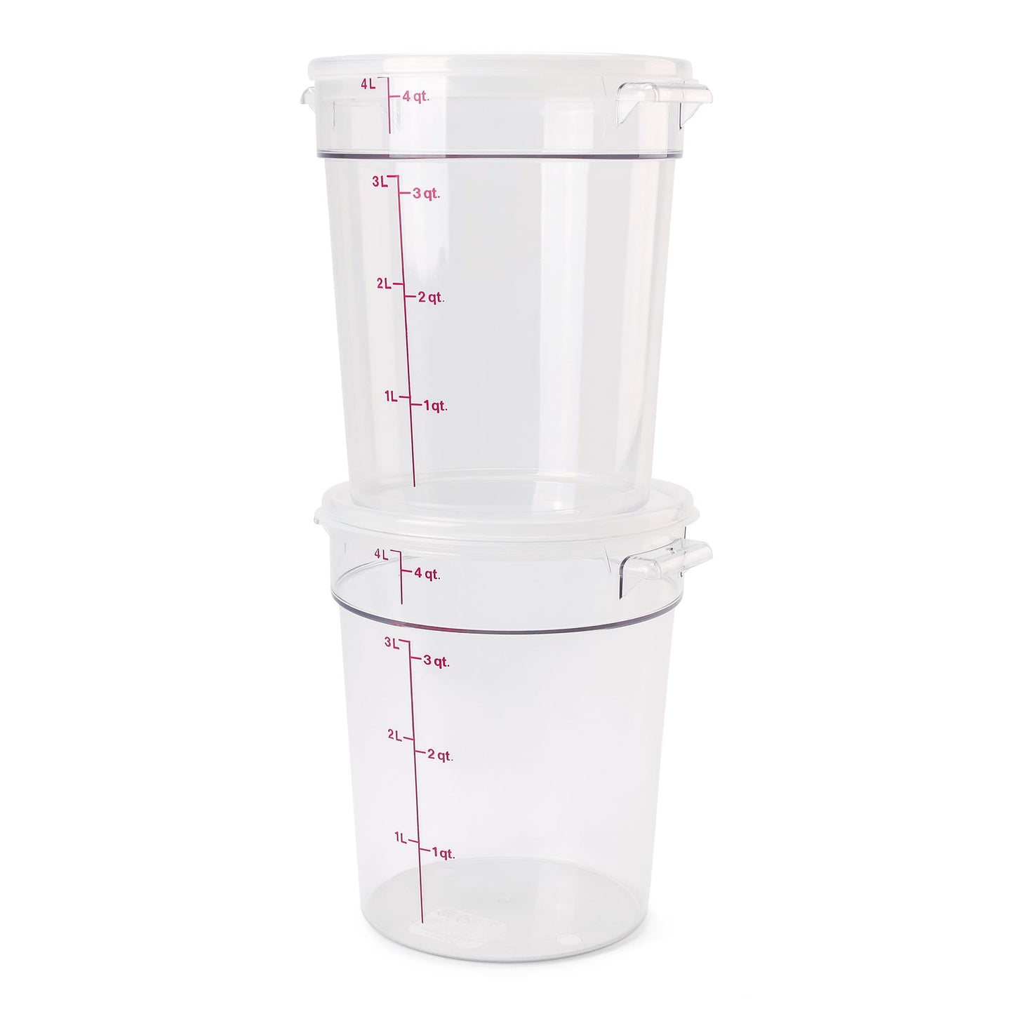 Cambro Food Storage Container with Lid (2 Pack) - Round Series - 4 QT (Quart) - Commercial Grade for Food Prep (Clear)
