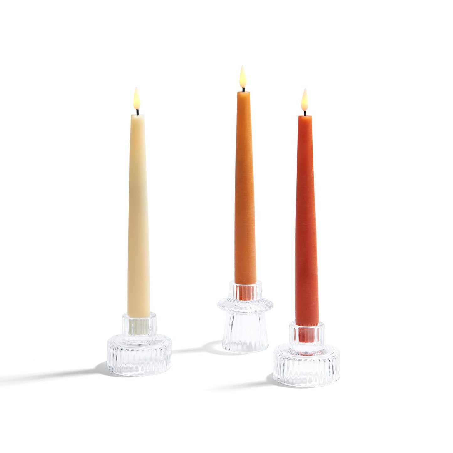 LampLust Battery Operated Candles with Remote, 9 Inch, 3 Pack Gradient Orange LED Candles Flickering Flameless Candles for Spring Home & Wedding Decor, Mantle Coffee Table & Shelf Decor