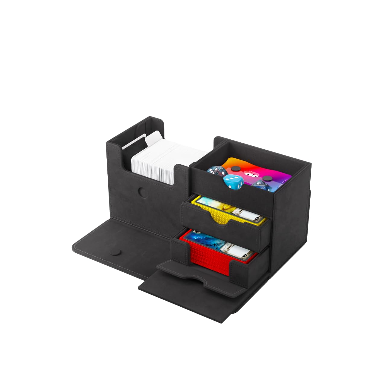 Gamegenic The Academic 133+ XL Premium Deck Box | Double-Sleeved Card Storage | Card Game Protector | Holds Up to 122 Cards Plus Game Accessories | Black/Black Color | Made