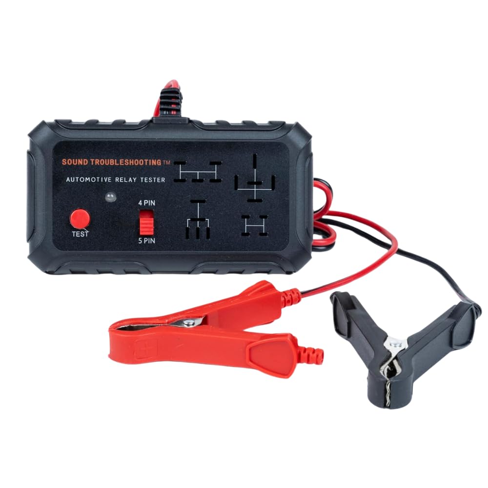 Sound Troubleshooting Automotive Relay Tester - 4 & 5 Pin 12V Auto Diagnostic Tool, Small Handheld DIY Car Tester with Battery Clips, Relay Testing Kit, Electrical Systems Tool | Patented