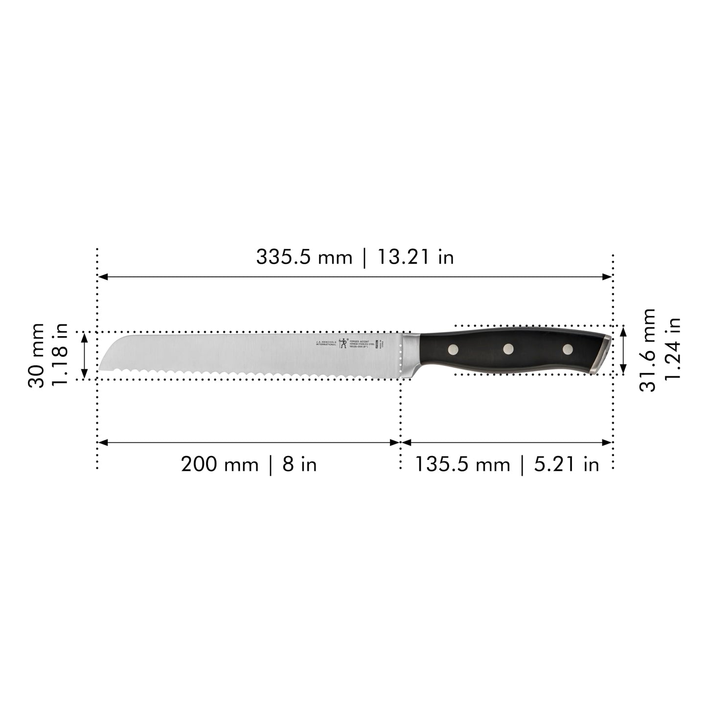 HENCKELS Forged Accent Razor-Sharp 8-inch Bread Knife, Cake Knife, Black, German Engineered Informed by 100+ Years of Mastery
