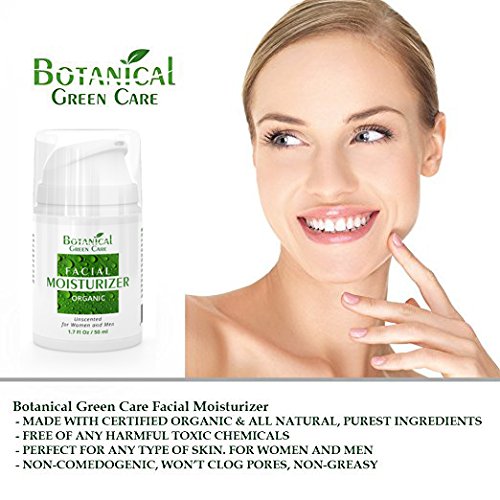 Botanical Green Care Organic Facial Moisturizer. Anti aging Face Cream. Moisturizer Face Cream. Natural Face Moisturizing Cream for Sensitive, Dry & Normal Skin for Women and Men