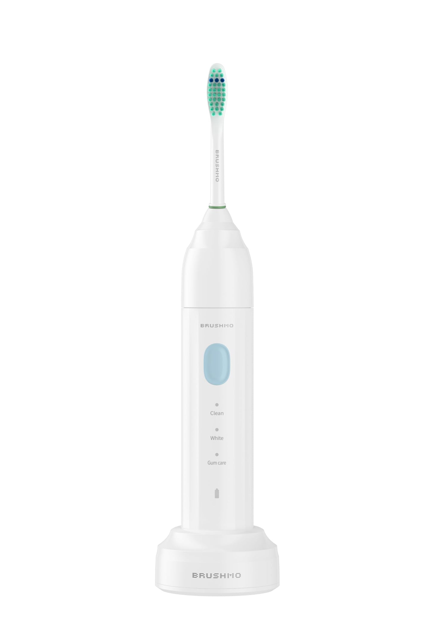 Brushmo e-Series Electric Sonic Toothbrush - Rechargeable Screw-On Electronic Tooth Brush for Adults with 3 Modes & Timer - IPX7 Waterproof, Long-Lasting Battery & Wireless Charging Base - White