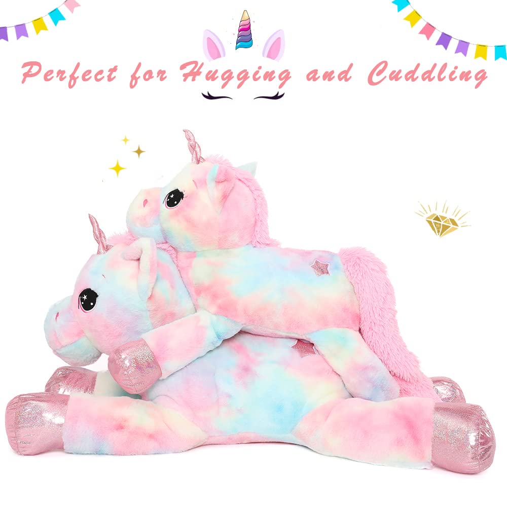 Muiteiur 43.4 Inch Unicorn Stuffed Animal, Giant Stuffed Unicorn for Girls, Soft Plush Pillow Gifts for Girls Boys Kids, Pink
