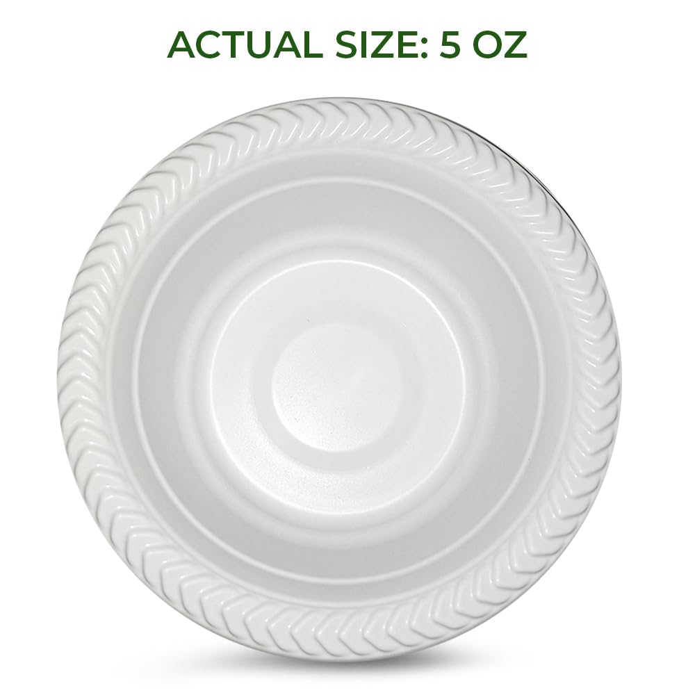 Betta 5 Oz Disposable Plastic Small Dessert Bowls, White, 800 Count, Bulk Case for Schools, Breakrooms and Cafeteria, Microwave Safe (8 Pack Per Box x100)