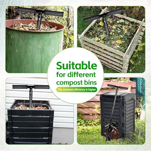 Compost Aerator Tool Turner and Mixing Tool for Outdoor Compost Tumbler Bins Bags, Composting Accessories