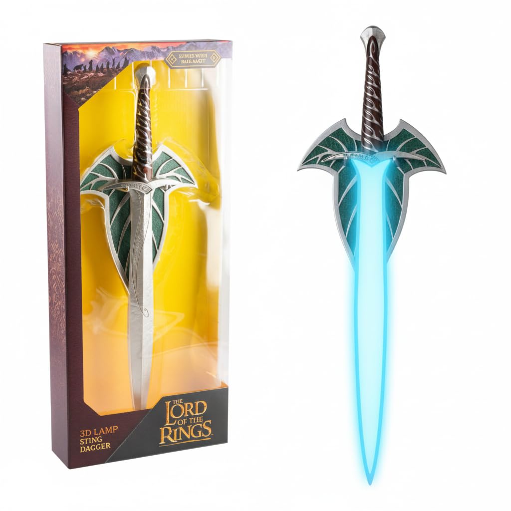 Grupo Erik Lord of the Rings Sword Lamp Collector Edition - Frodo's Sting Sword - Wall Mounted USB and Battery Powered - Blue LED Light - ABS Material - Official Product