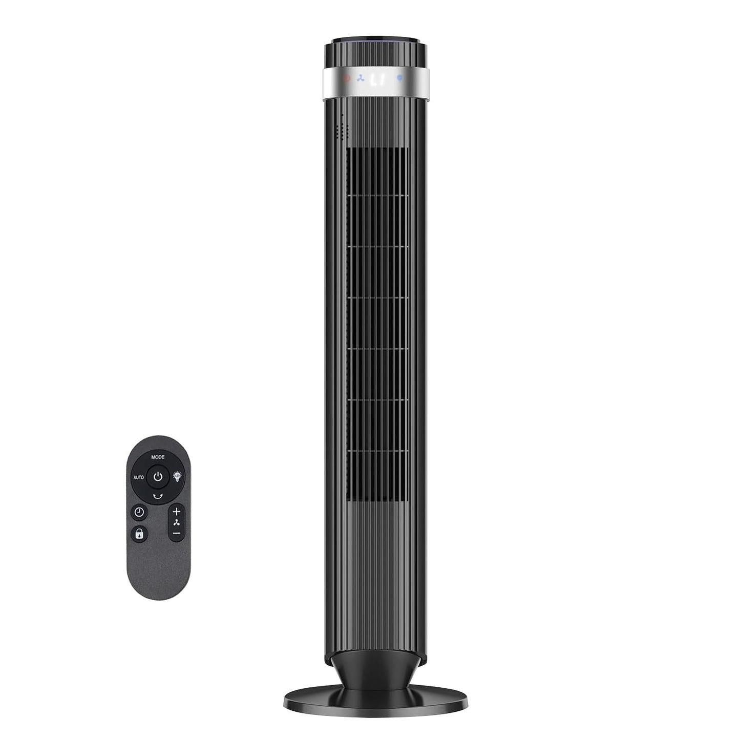 Tower Fan for Bedroom, 28dB Quiet Bladeless Oscillating Standing Fan with Remote, 5 Speeds & 4 Modes, 12H Timer, LED Display, 22.3ft/s High Velocity Cooling Floor Fan for Home, Office (Black)