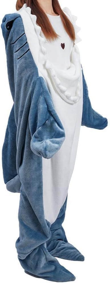 Gudina Shark Blanket Hoodie Onesie, Shark Onesie Adult, Shark Sleeping Bag for Adult (XL)