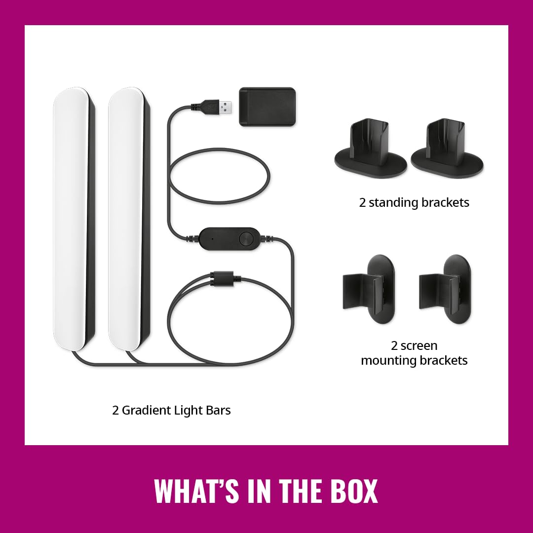 WiZ Connected Gradient Light Bars, RGBIC, Display Multiple Colors, 150 Lumens, Versatile Placement, Easy Setup, LED, Connect to Wi-Fi, Control with App/Voice