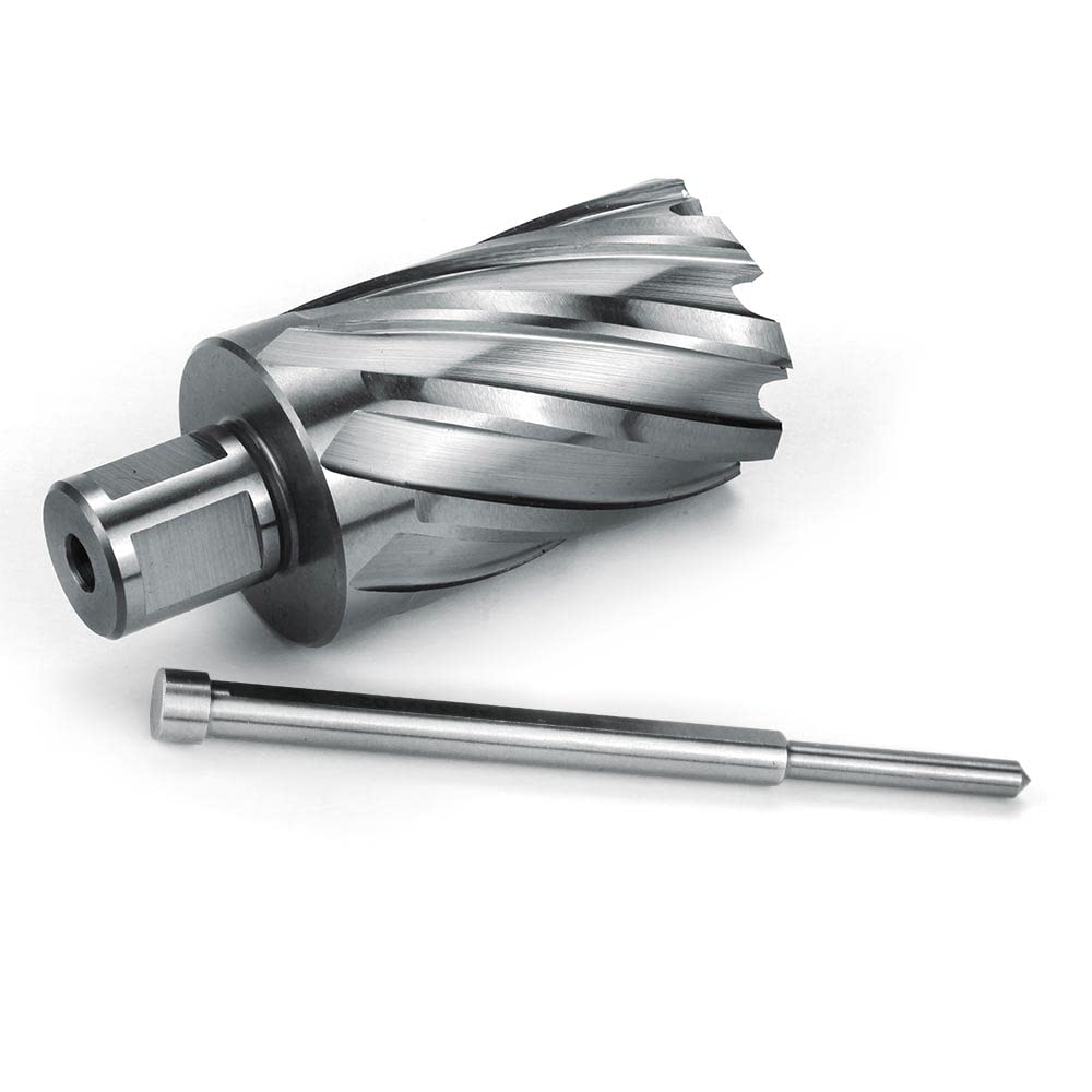 OSCARBIDE Annular Cutter 1-1/2 inch Cutting Diameter 2 inch Depth of Cut,3/4 inch Weldon Shank 2 Flat Mag Drill Bit with Pilot Pin for Magnetic Drill Press,1 Piece