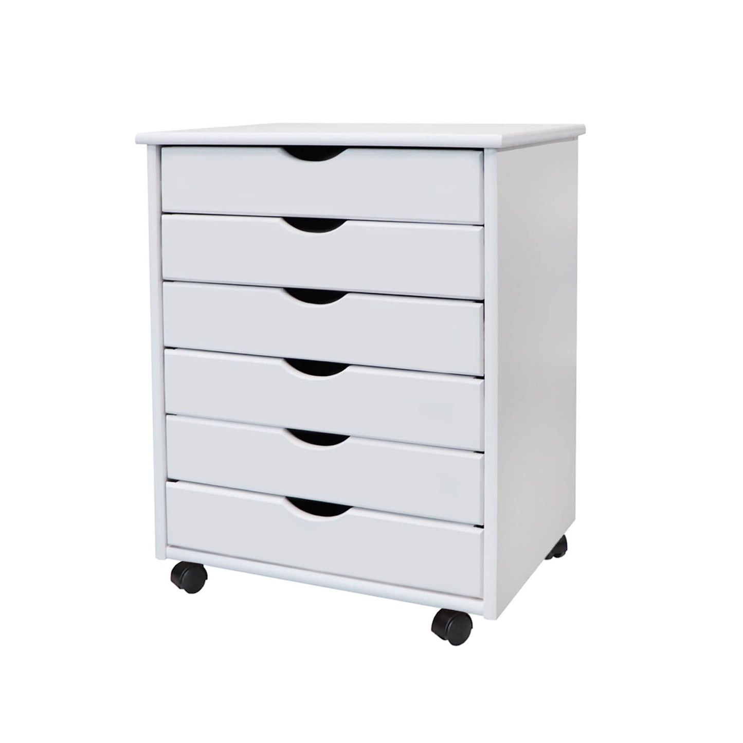 Jela Original Roll Cart, Solid Wood, 6 Drawer Extra Wide Drawers Roll Carts, White