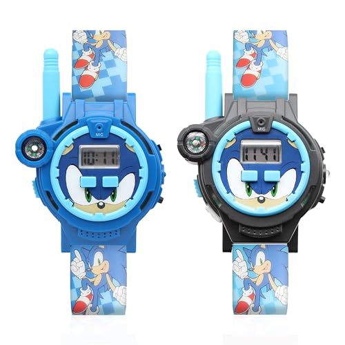 Accutime Sonic The Hedgehog's Walkie Talkie Kid's Watches with Calendar, Compass, Flashlight - 2 Way Radio, 200m Range – Durable Interactive Play Gear!