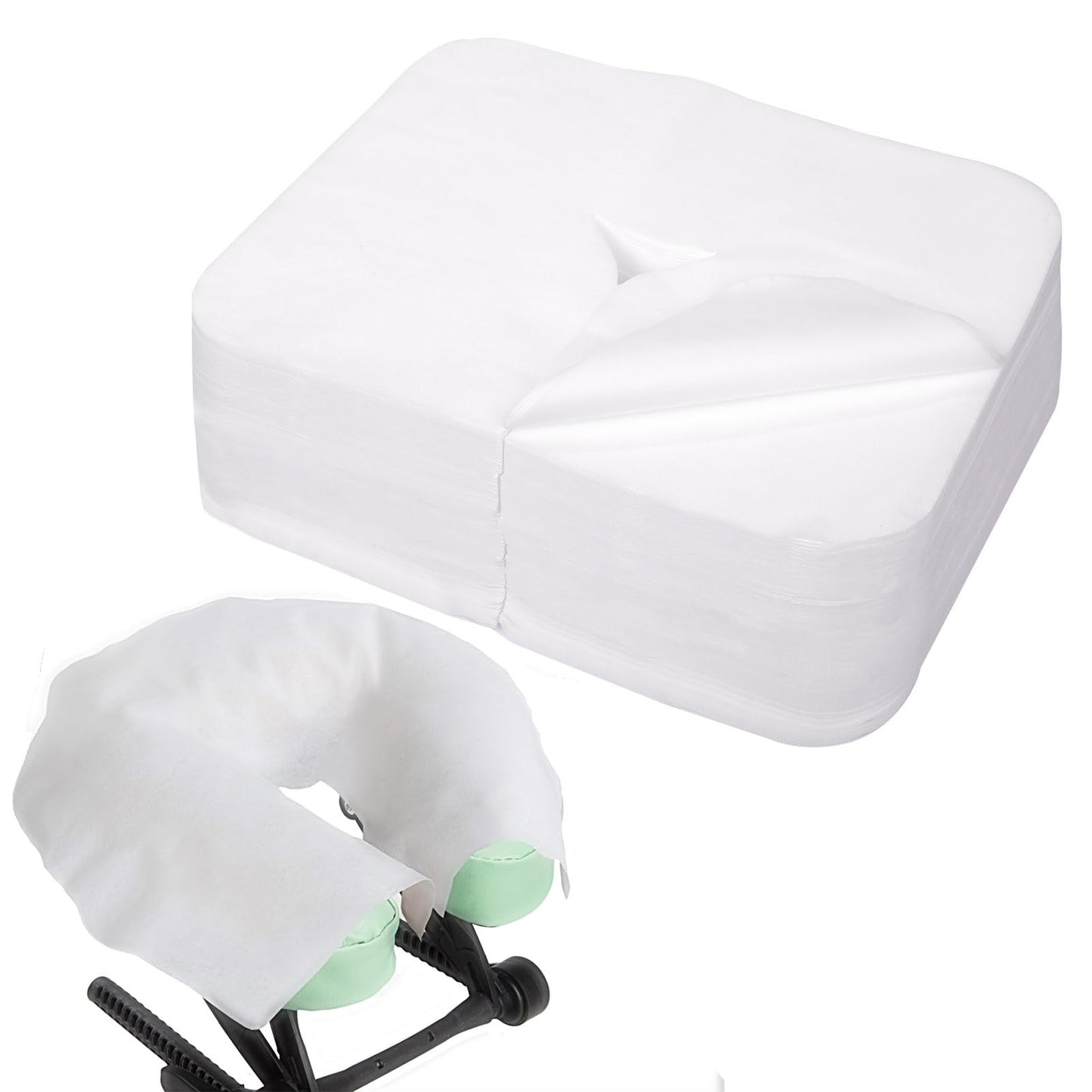 INNOVIO 500 Count Disposable Face Cradle Covers, Medical-Grade, Luxurious, Soft Nonwoven Face Cradle Cover for Massage Table & Chair, Disposable Headrest Covers 16''*12'', White
