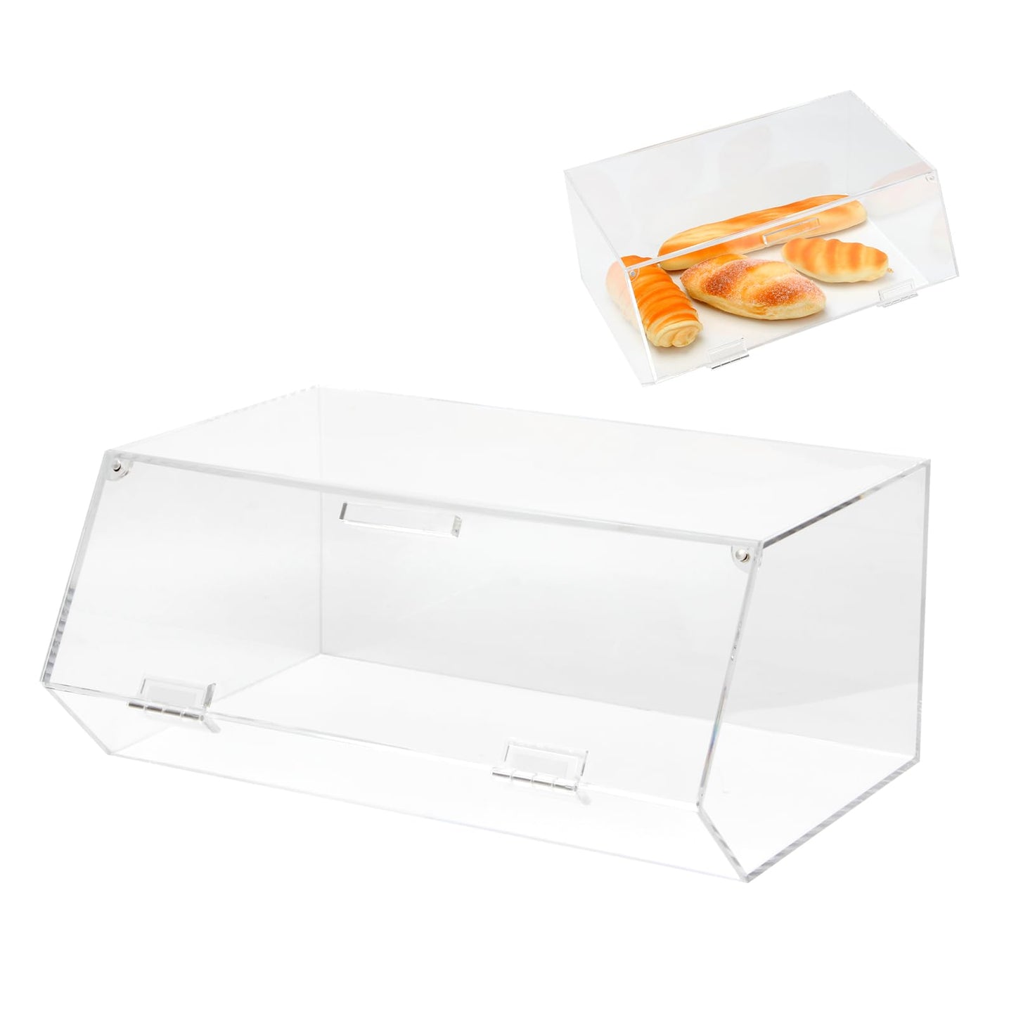 KVMORZE Acrylic Stackable Bakery Box with Non-Slip Mat, Pastry Display Case, Kitchen Pastry Container Display, Portable Storage Holder Stand for Baked Goods, Fruits, Vegetables, 15.3" x 10.4" x6.7"