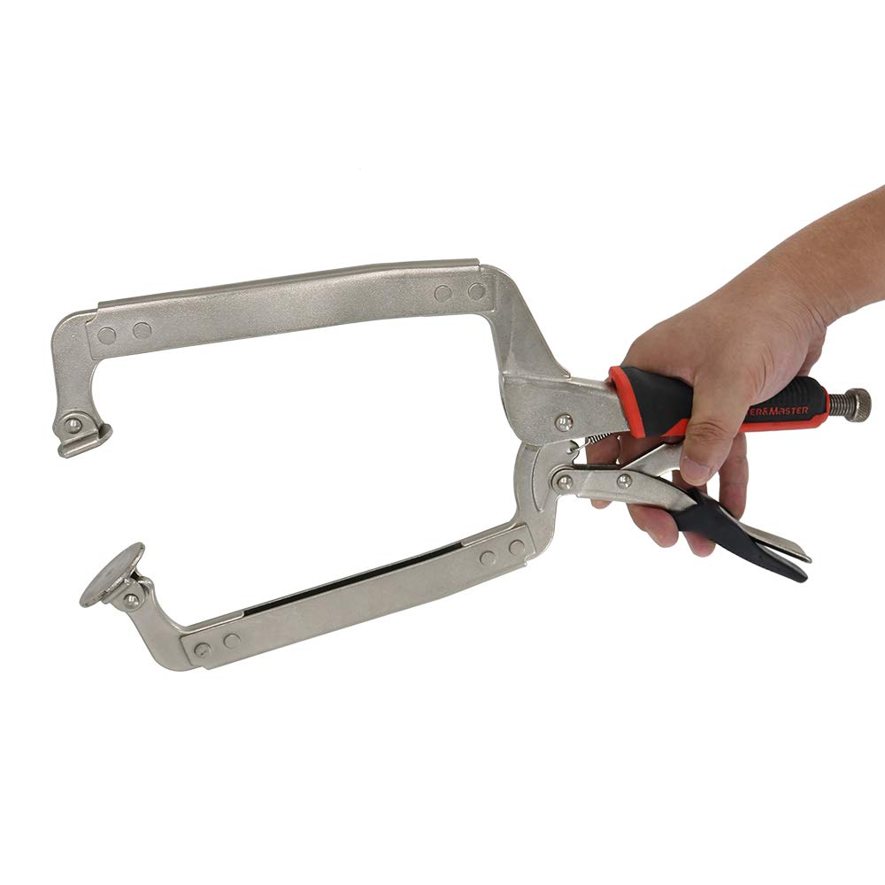 Monster & Master 18" C-clamp Locking Pliers with Swivel Pads, Heavy Duty C Clamp, Welding and Pocket Hole Joinery, 2-Piece