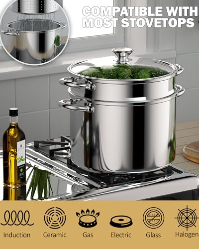 Stainless Steel 4 Piece Pasta Cooker Steamer Multi-Pot