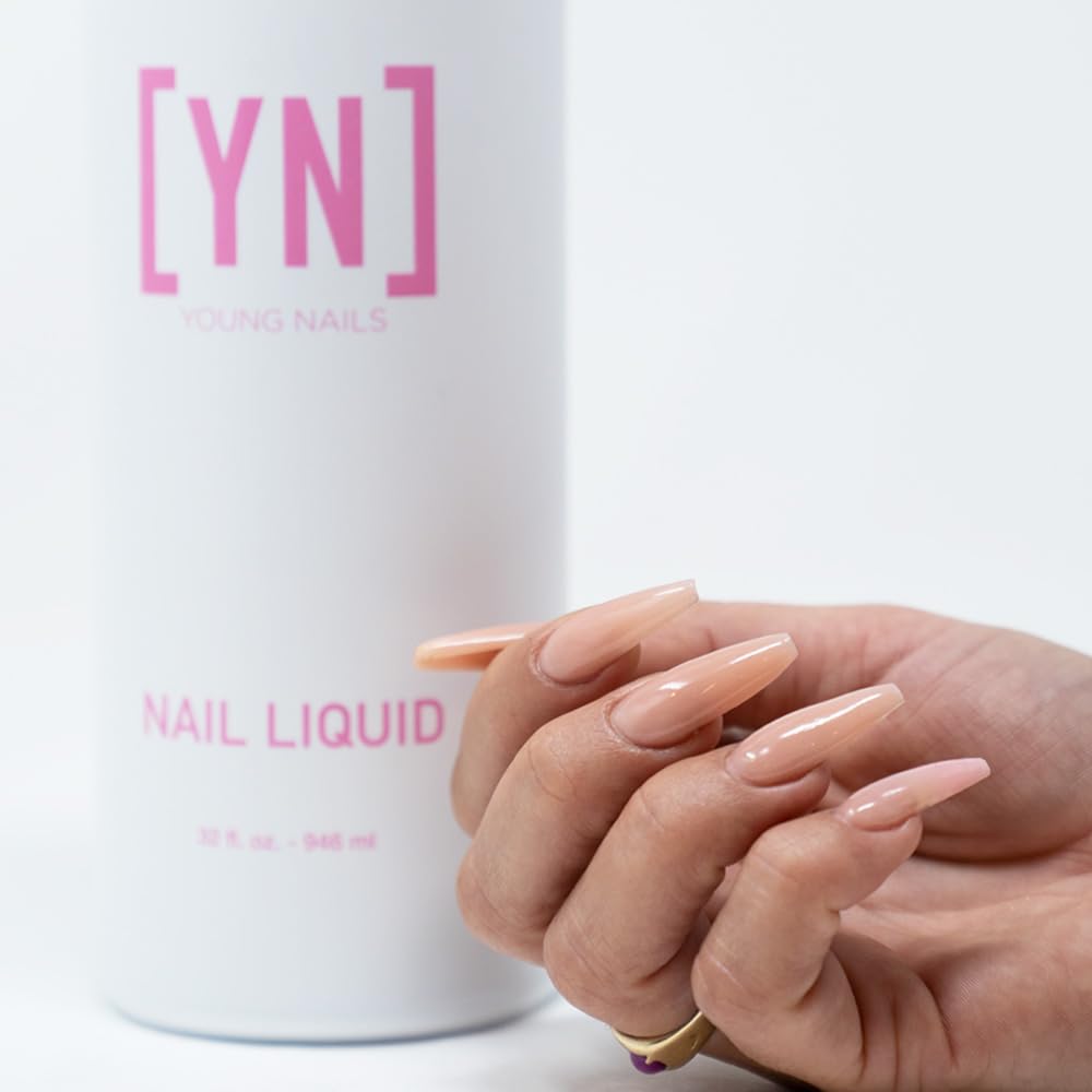 Young Nails Liquid Nail Monomer for Acrylic Nail Powder - Professional Liquid Monomer, Acrylic Nails At Home, Low Odor, MMA Free, Non-Yellowing, 32 oz