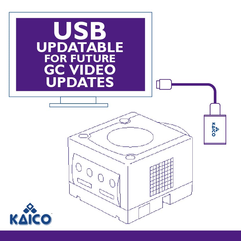 Kaico Gamecube HDMI Adapter Lead for The Nintendo Gamecube Running GCVideo Software. Supports 2X Line-Doubling and Includes Remote Control. A Simple Plug & Play Gamecube Adapter Solution