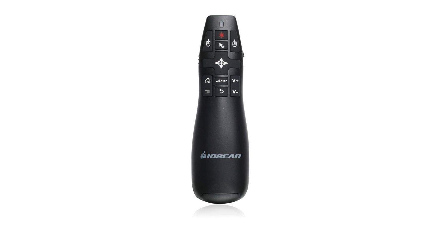 IOGEAR Red Point Pro 2.4GHz Gyroscopic Presentation Laser Pointer - Remote Mouse Clicker - Up To 65Ft - Keynote Presenter - GME430R
