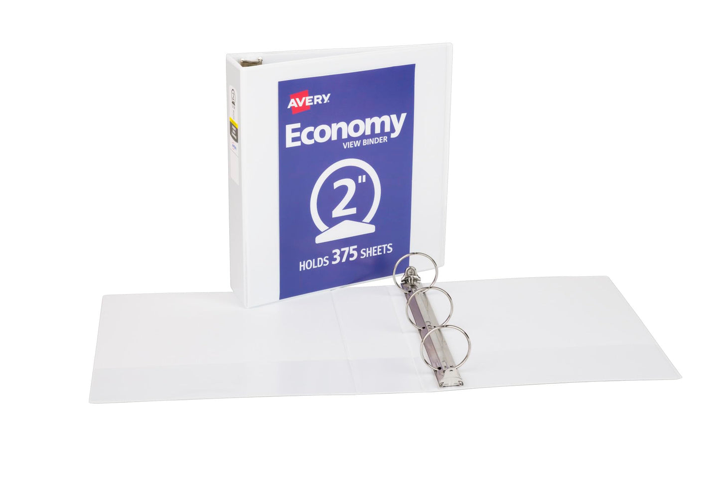 Avery Standard View 3 Ring Binders, 2" Round Rings, 375-Sheet Capacity, 2.8 Inch Wide Spine, White Binders, Ideal for Lightweight Organization and Occasional Referencing (12-Pack of 05731)