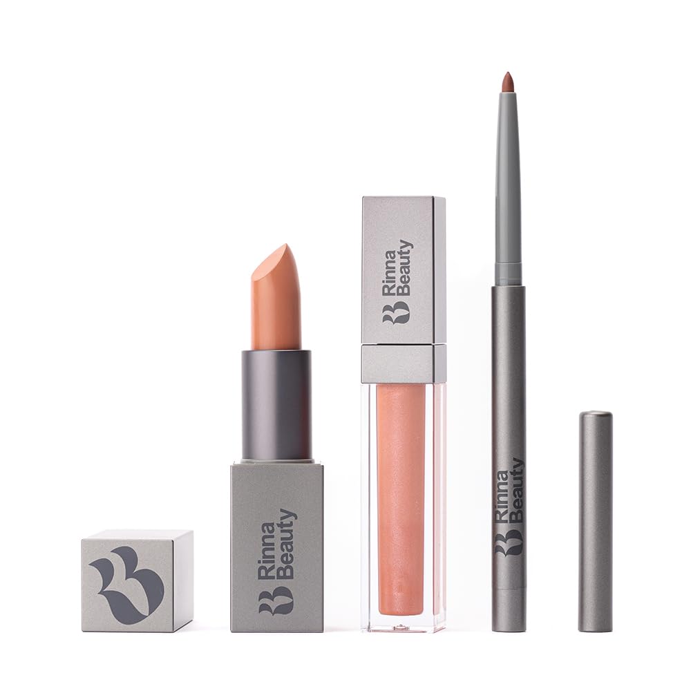 Rinna Beauty Lip Care Kit - Lisa Essentials Bundle - Hydrating Lip Mask, Lip Exfoliator Scrub, Lip Gloss, Lipstick, Lip Liner, Lip Crayon, Lip Plumper Oil- Vegan, Cruelty & Paraben-Free (Pack of 7)