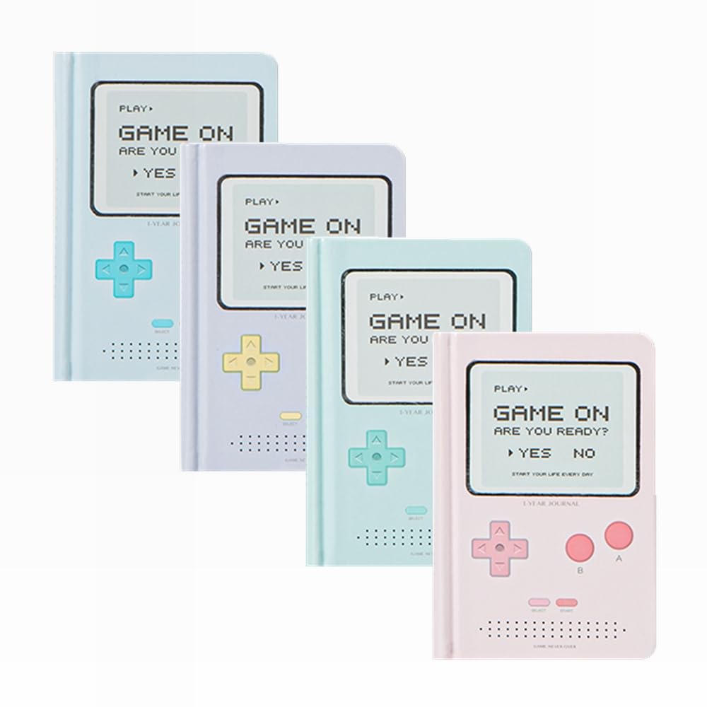 Undated Daily Planner 365 Days Notebook Game Design Pocket Organizer Appointment Book Journal Notebook A6 mini Cute Diary (Purple+Blue+Pink+Green)