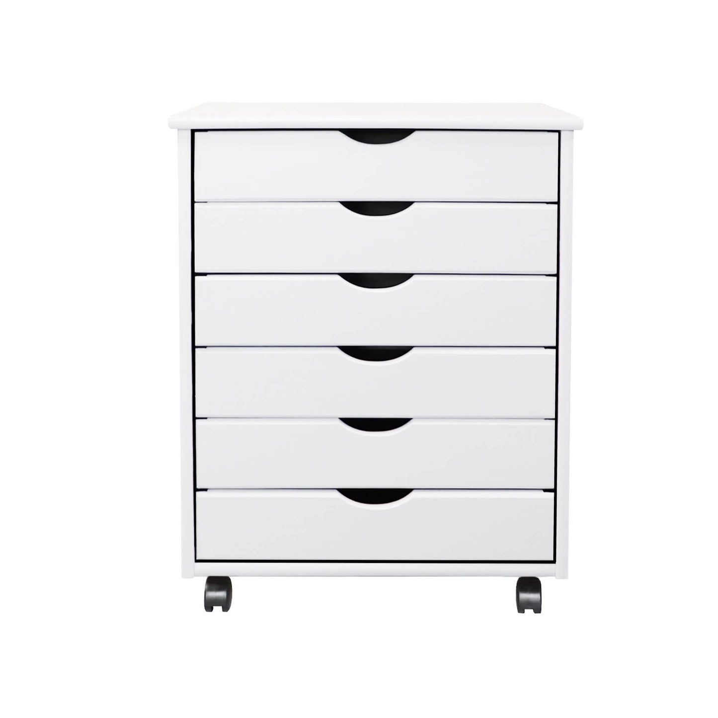 Jela Original Roll Cart, Solid Wood, 6 Drawer Extra Wide Drawers Roll Carts, White