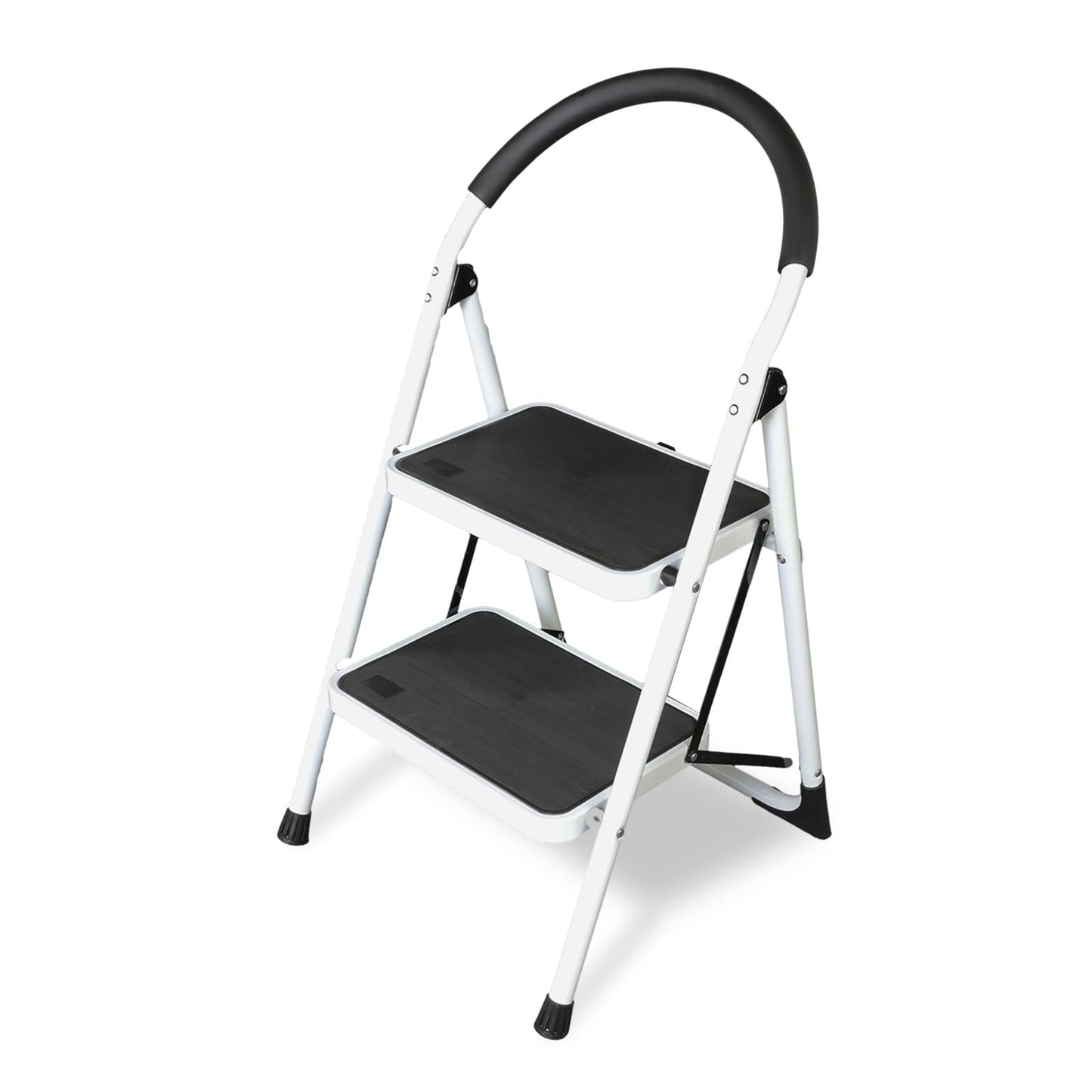 Big RED 2 Step Ladder: Ergonomic Folding Stool with Anti-Slip Pedal, Step Stool with Padded Handle for Kitchen, Household, Offices. 400 lb Capacity