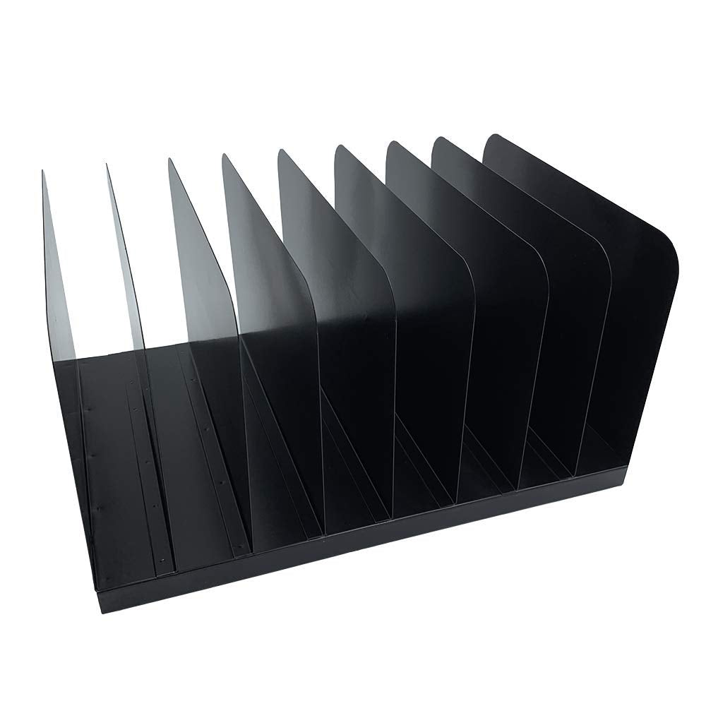 Huron Desktop File Binder Organizer Storage Vertical 8 Slot, Black Commercial Grade Steel