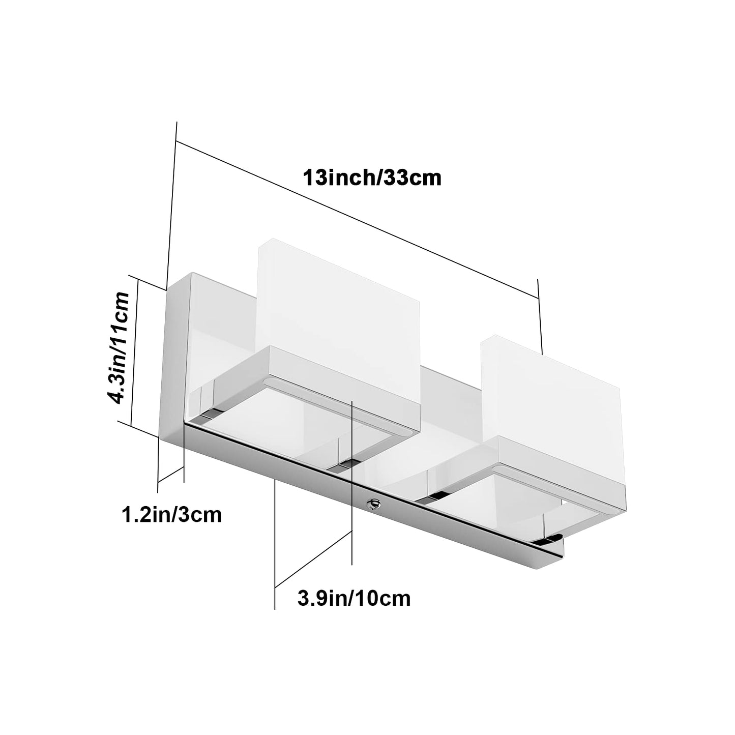 Tipace 2 Lights Modern Chrome LED Vanity Light for Bathroom Wall Light Up and Down LED Bathroom Light Fixtures Over Mirror(White Light 6000K)