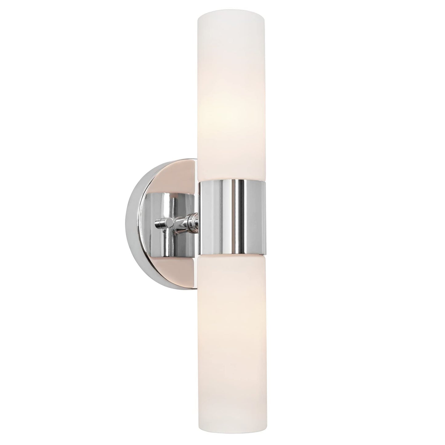 Kira Home Duo 14" Modern Wall Sconce with Frosted Glass Shades, for Bathroom/Vanity, Chrome Finish