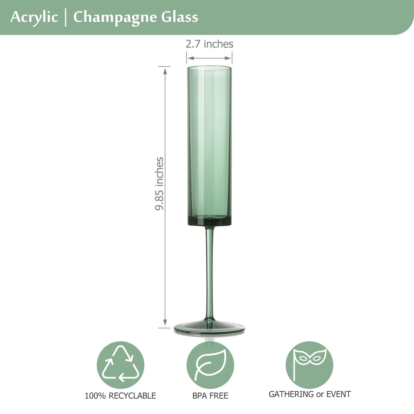 24 Pack Acrylic Dark Green Wine Glasses Green champagne glasses Champagne Flutes Sparkling Wine Glasses Wine Goblets Wedding Glassware Set Drinkware Glasses for Wedding Bar Celebration Baby Shower