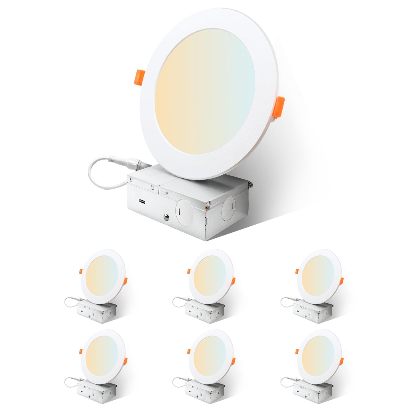 Sylvania 6" Slim Microdisk Downlight, 12W, 5 CCT Select (2700K - 5000K) Recessed Lighting, 1000 LMS, 90 CRI, Dimmable, Wet-Rated, White - 6 Pack (61190)