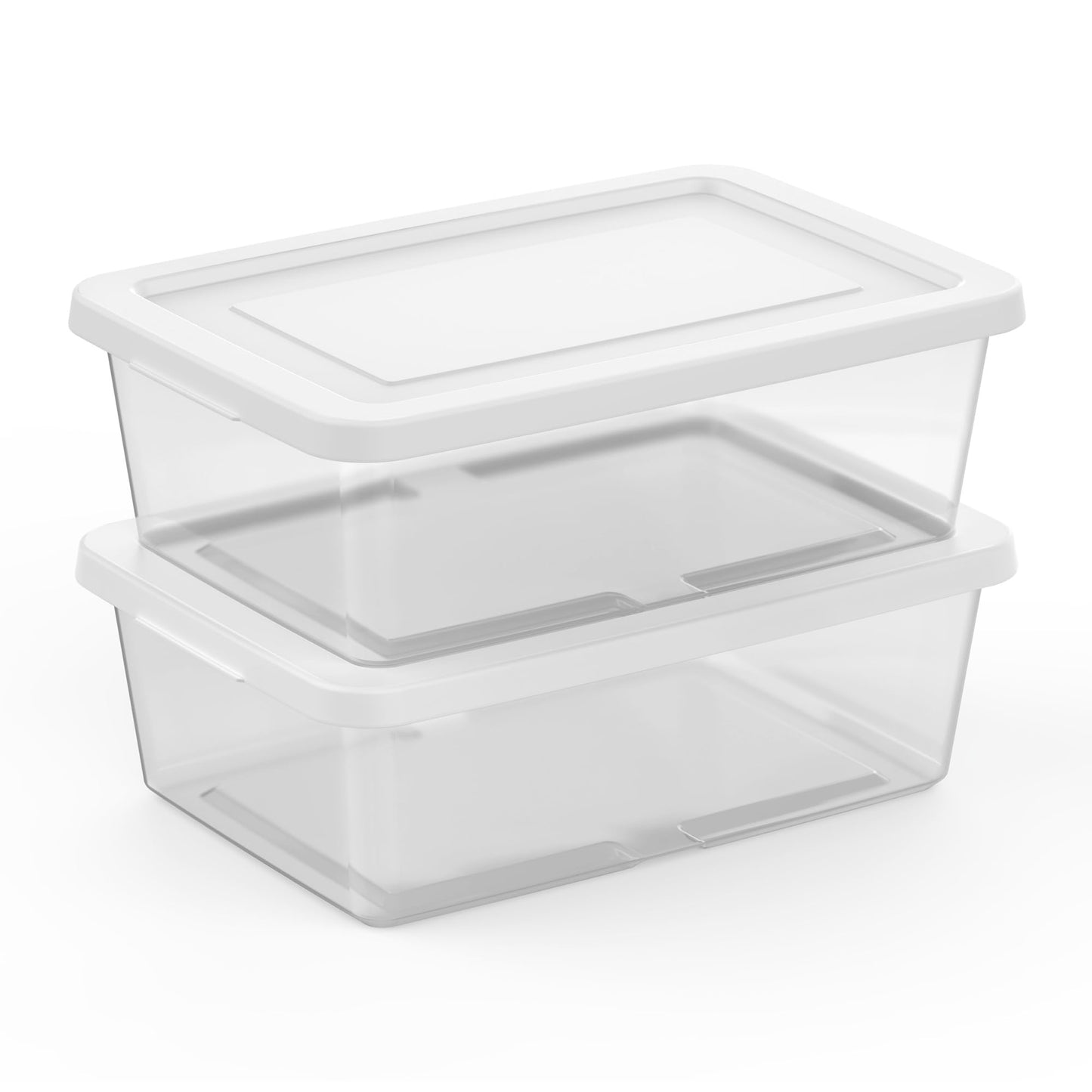 Sterilite 12-Pack Clear Storage Box, Stackable Container Bins with Lids, 12 Qt, White – Plastic Containers for Home, Closet, Bathroom, and Office Organization