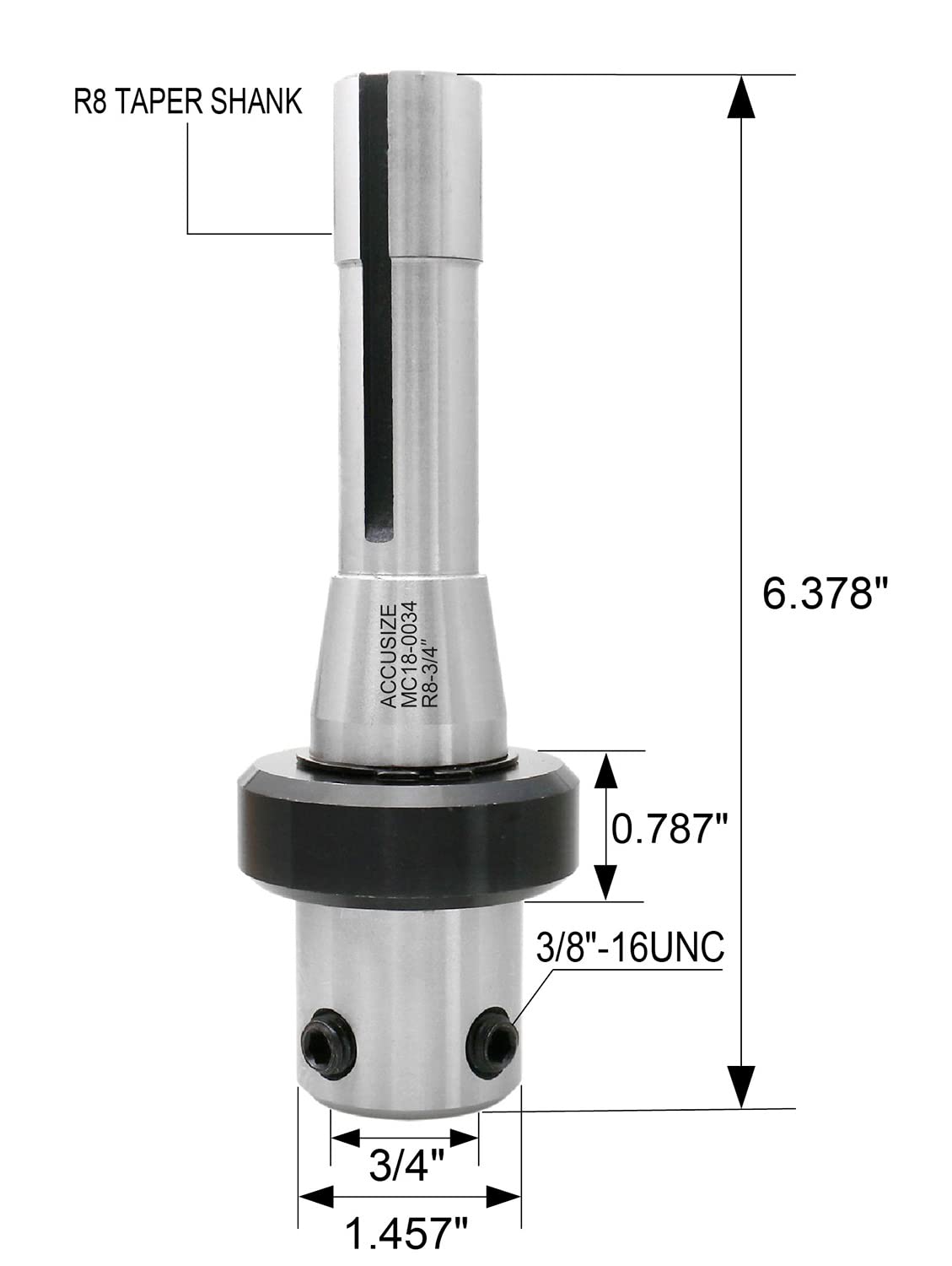 Accusize Industrial Tools Annular Cutter Arbor, R8 to 3/4'' Weldon Shank with Coolant System for Drill Use Annular Cutter on on Bridgeport Milling Machine, Mc18-0034
