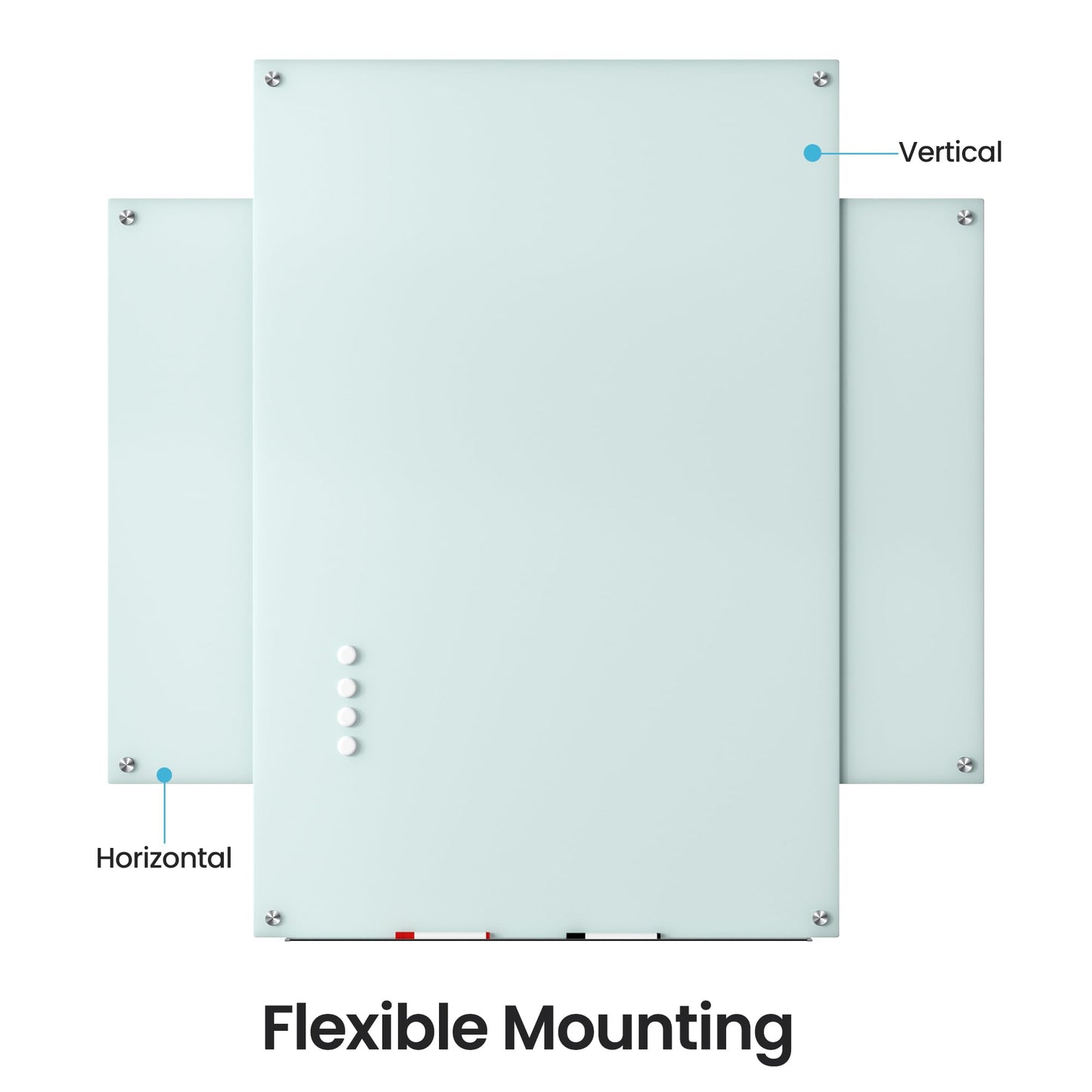 VUSIGN 36" x 24" Glass Whiteboard, Magnetie Dry Erase Board of Frameless, Minimalist Style Glass White Board for Wall, Office, Home,School