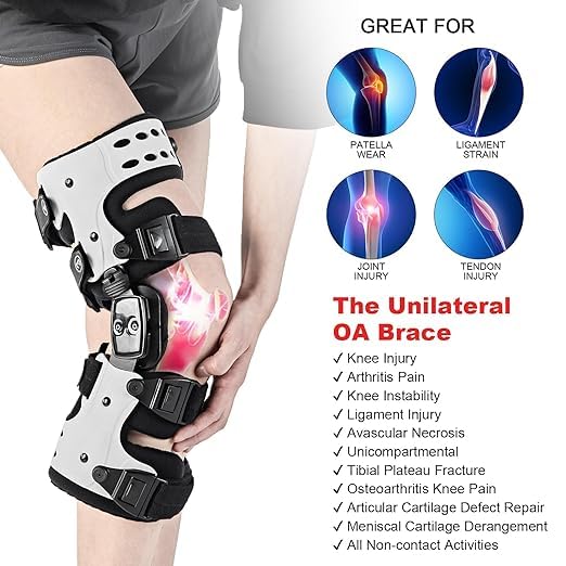 RISURRY OA Unloader Knee Brace-Unloader Knee Brace for Osteoarthritis, Arthritis Pain, Cartilage Repair, Bone on Bone Knee Joint Pain, Lateral Degeneration Knee Support (Right White)