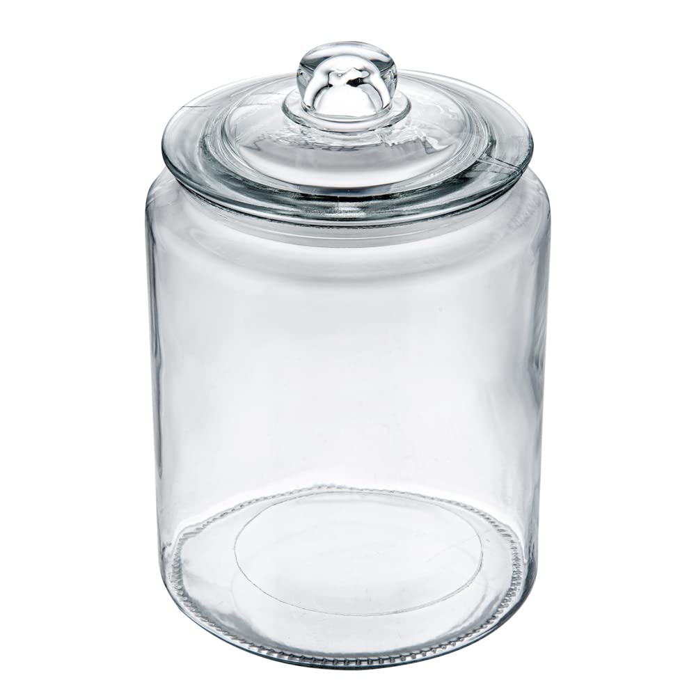 Restaurantware Glass Storage Containers - 1 Count 6 Liter Airtight Kitchen Canisters - Pantry Jars With Lids For Food - Clear Crystal Glass